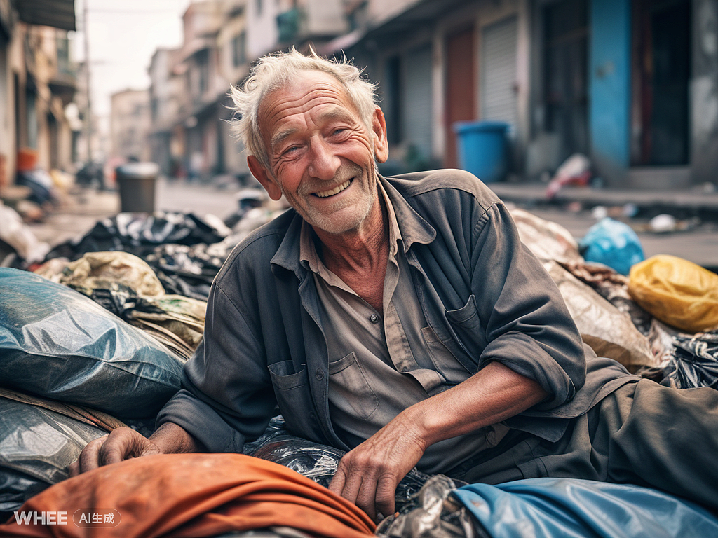 人生一刻-AI影像-拾荒老人