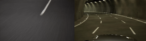 地面的速度感和车子随着声音匹配的变小越来越远