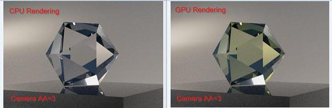在Arnold for Maya中使用GPU渲染玻璃材质时的差异，图源：Autodesk