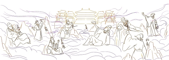 仿古插画各朝聚会场景（图ZMzczMzE5MDg0） - 商业插画 - 站酷设计师莫须有_原创素材 - 站酷ZCOOL