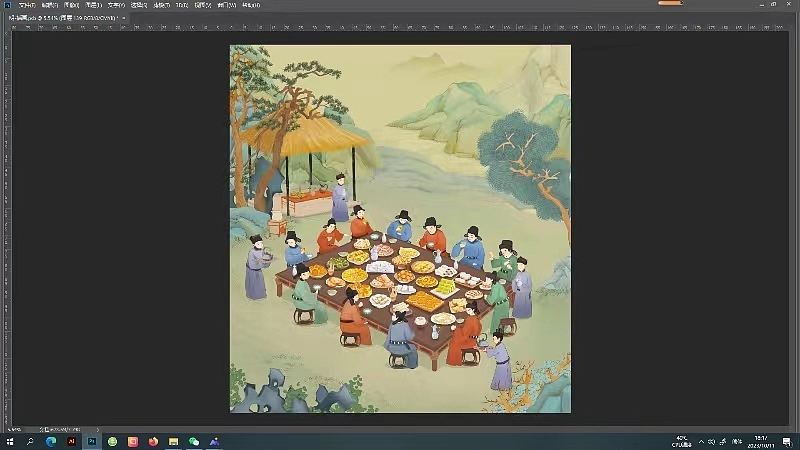 仿古插画各朝聚会场景（图ZMzczMzE5MTAw） - 商业插画 - 站酷设计师莫须有_原创素材 - 站酷ZCOOL