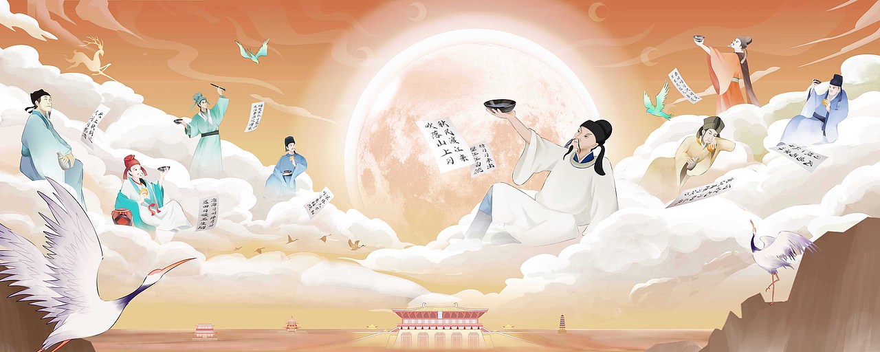 仿古插画各朝聚会场景（图ZMzczMzE5MDgw） - 商业插画 - 站酷设计师莫须有_原创素材 - 站酷ZCOOL