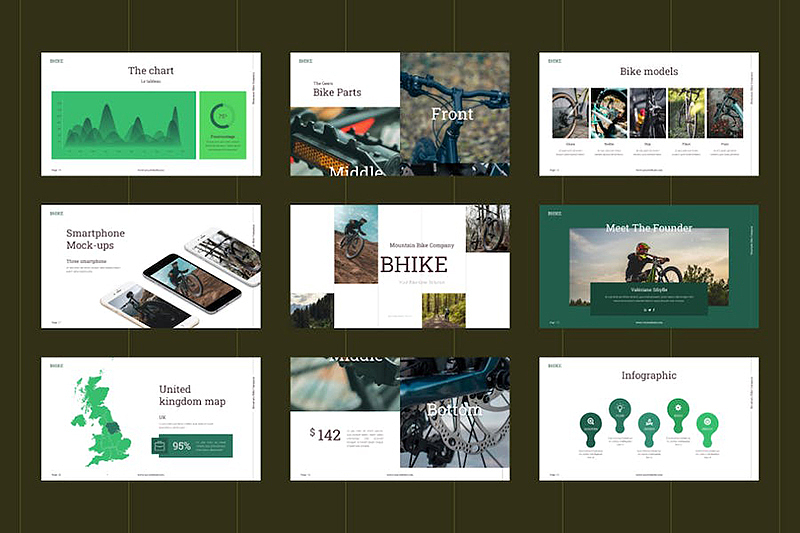 29页山地自行车宣传展示户外骑行体育运动国外PPT模板