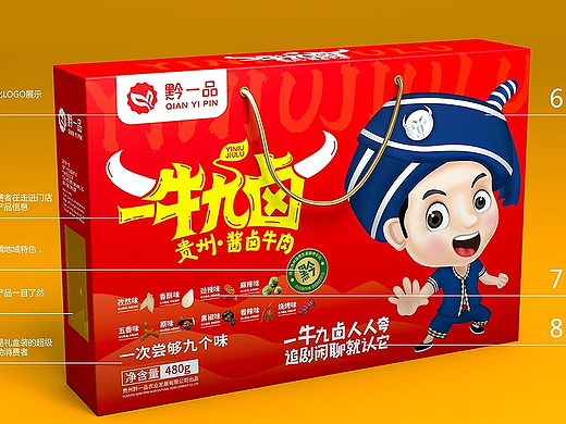 酱卤牛肉包装设计丨卤肉包子设计，牛肉包装设计，卡通