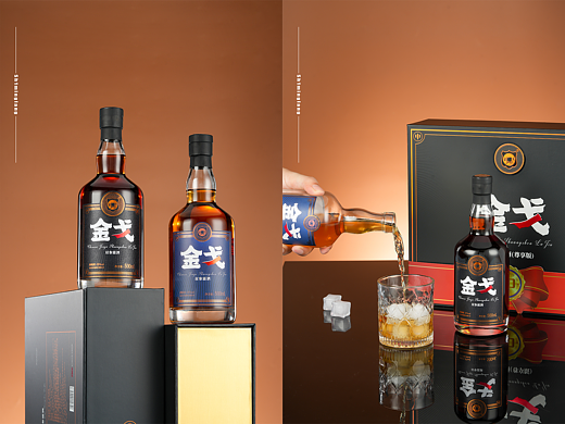 酒类摄影丨金戈双参露酒 尊享版礼盒装 场景图