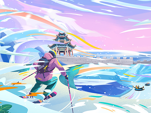 滑雪题材主画面（个人主页-ZNjkwODczMTI=） - 商业插画 - 站酷设计师Wsp小魏原创素材 - 站酷ZCOOL