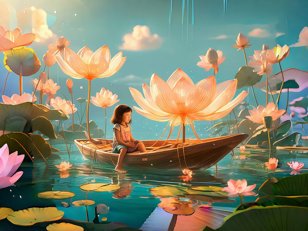 童年的幻想世界—幻彩莲花（图ZMzczMzYwNDE2） - AI作品 - 站酷设计师锦夕Drawing原创素材 - 站酷ZCOOL