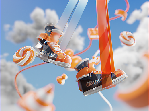 3D鞋类产品插画探索