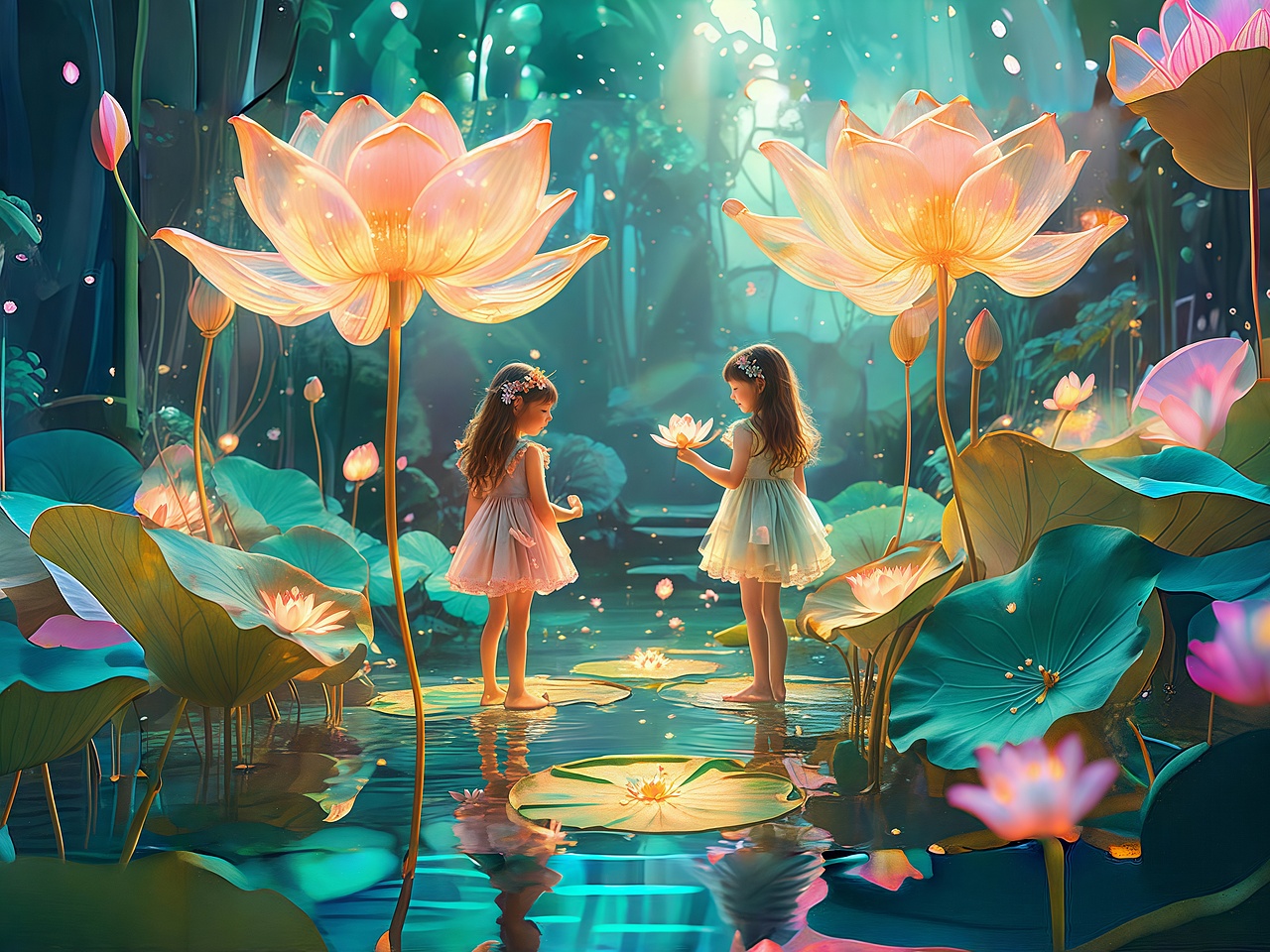 童年的幻想世界—幻彩莲花（图ZMzczMzczMTA4） - AI作品 - 站酷设计师锦夕Drawing原创素材 - 站酷ZCOOL