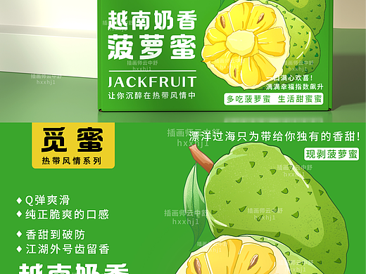 菠萝蜜包装/水果礼盒包装设计/插画包装/已商用