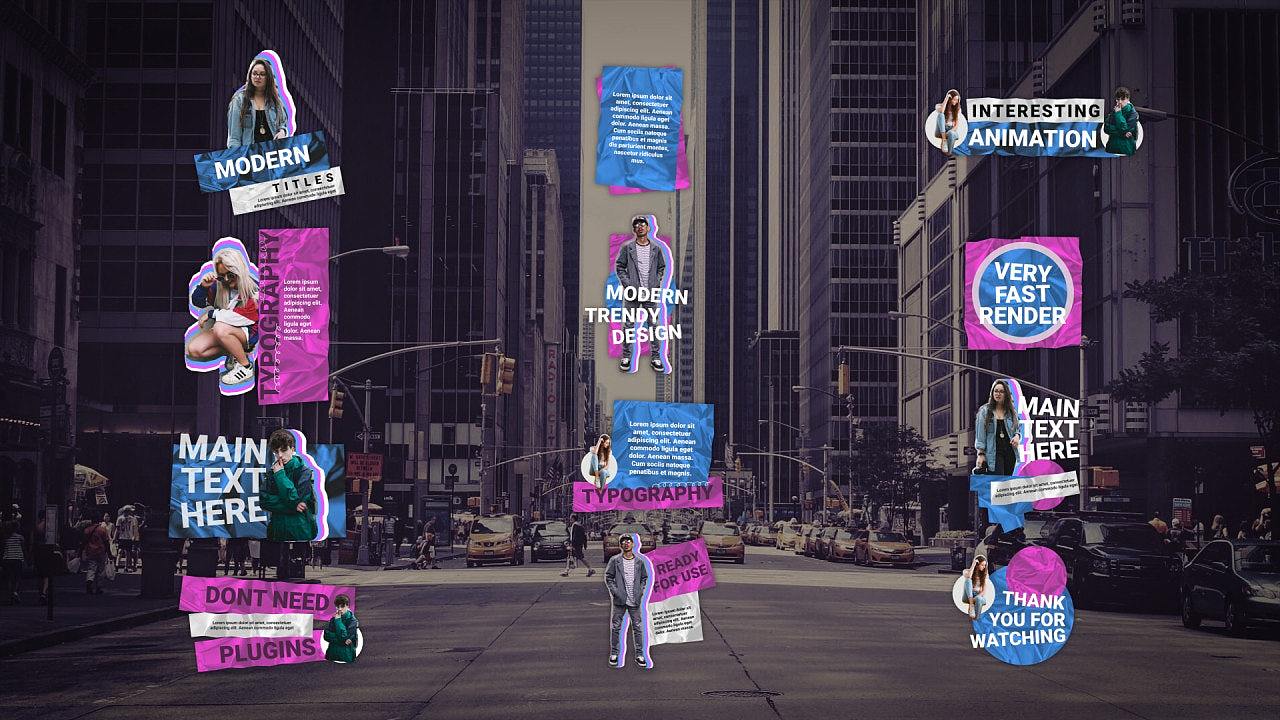 PR模板|独特多彩倾斜设计创意动画标题介绍活动促销