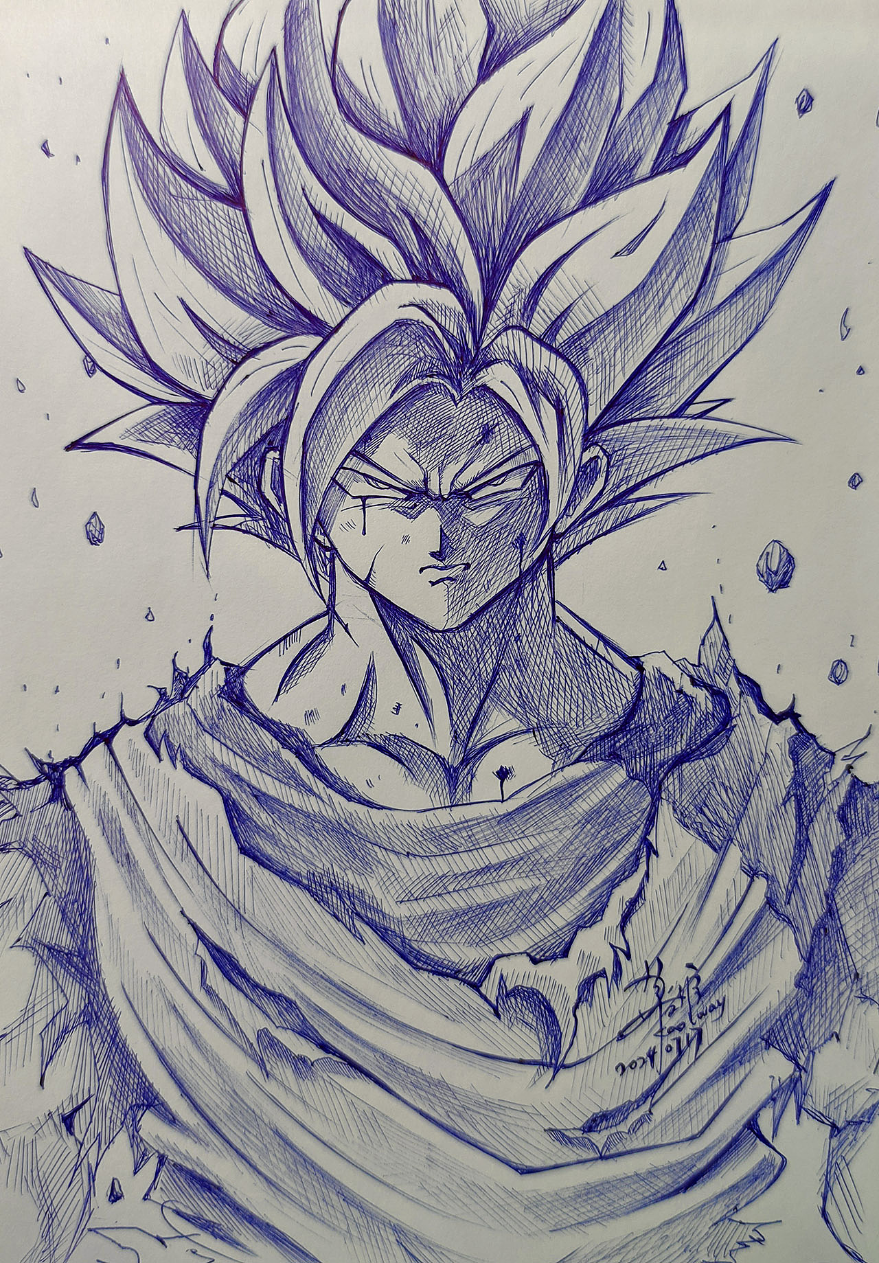 【圆珠笔画】赛亚人-孙悟空