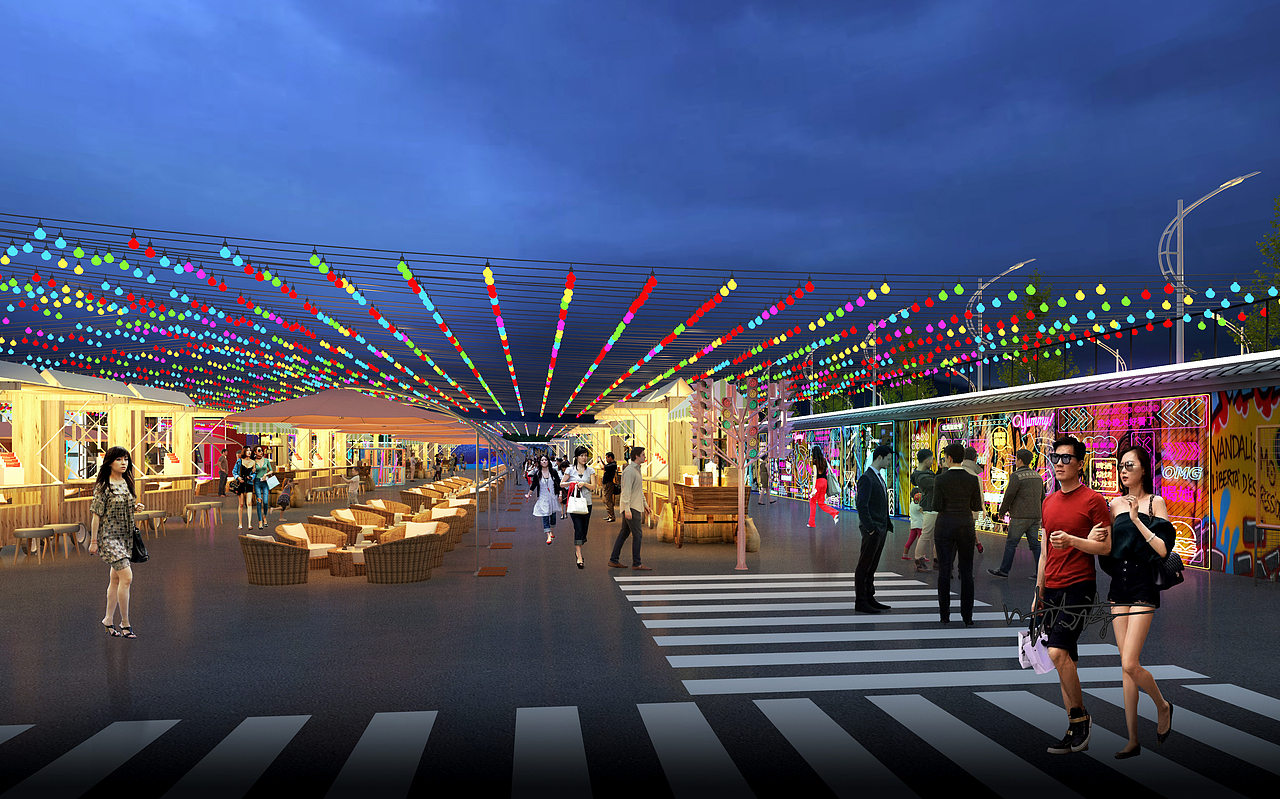 室外效果图|夜市夜景设计（图ZMzczNTA5NzIw） - 建筑设计 - 站酷设计师诗诗小仙女原创素材 - 站酷ZCOOL