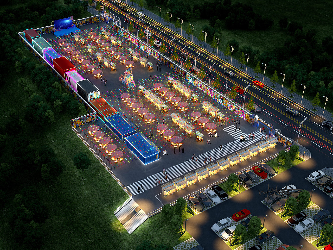 室外效果图|夜市夜景设计（图ZMzczNTA5NzE2） - 建筑设计 - 站酷设计师诗诗小仙女原创素材 - 站酷ZCOOL