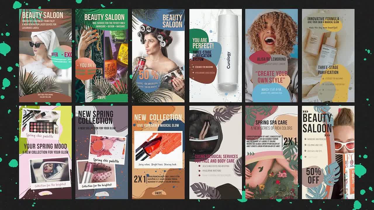 PR模板|竖屏高级时尚杂志风格美容机构护肤产品宣传片