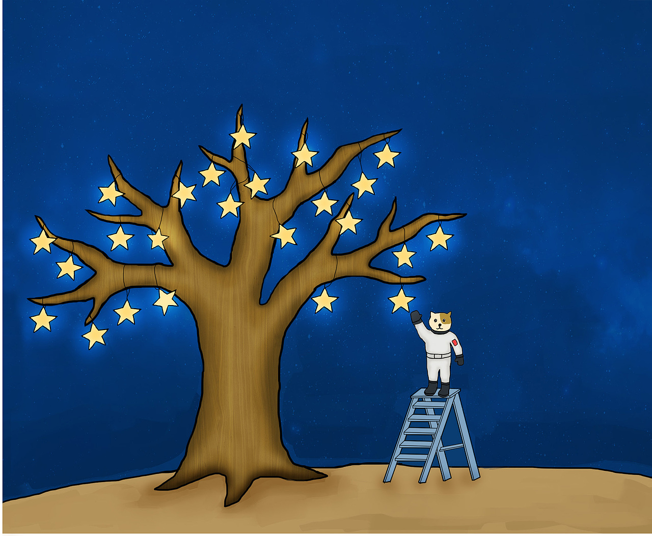 追逐星星的猫（图ZMzczNTQzMzQ0） - 绘本 - 站酷设计师litterfrog原创素材 - 站酷ZCOOL