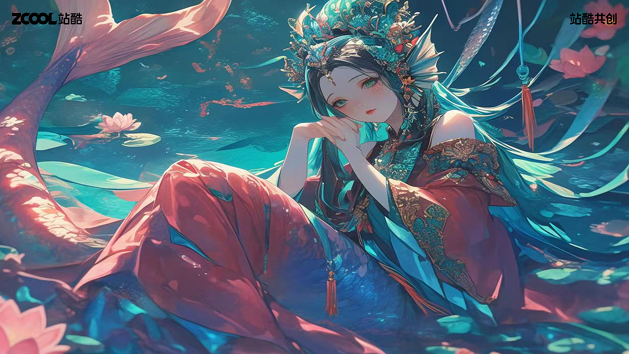 国潮美人鱼插画ai