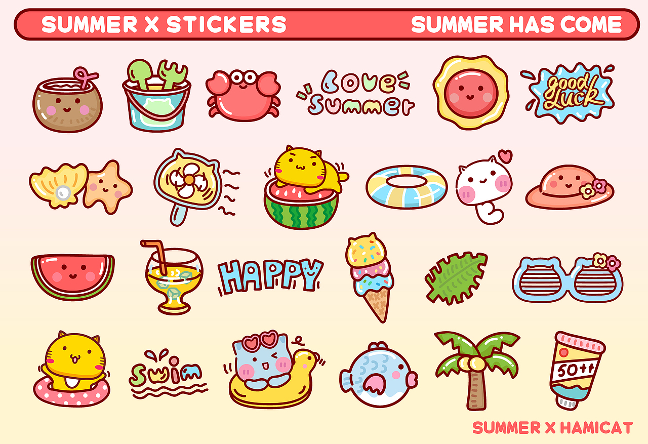 哈咪猫清新一夏x美图秀秀（图ZMzczNTU5NDc2） - 商业插画 - 站酷设计师碳碳原创素材 - 站酷ZCOOL