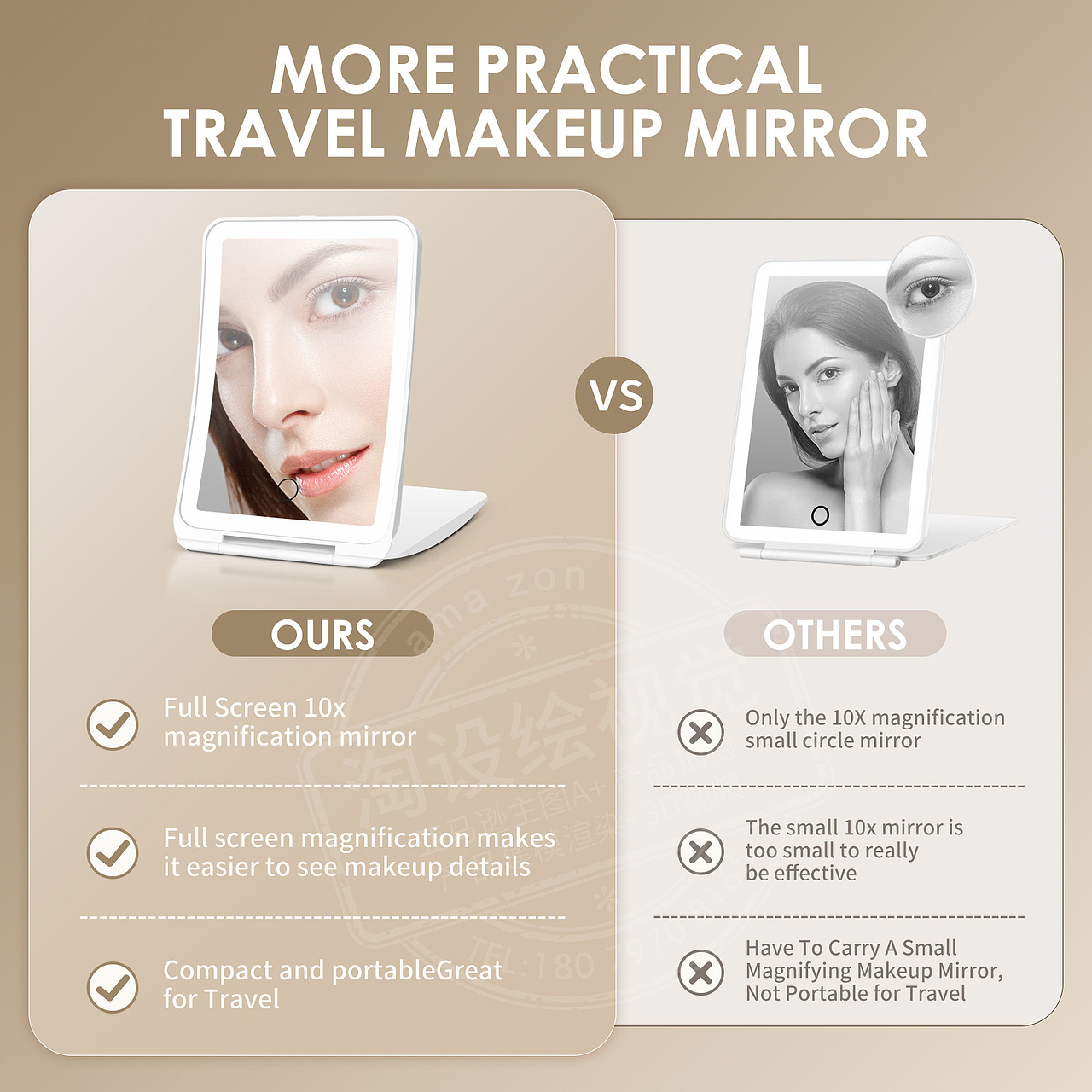 亚马逊化妆镜产品图片拍摄亚马逊主图A+设计