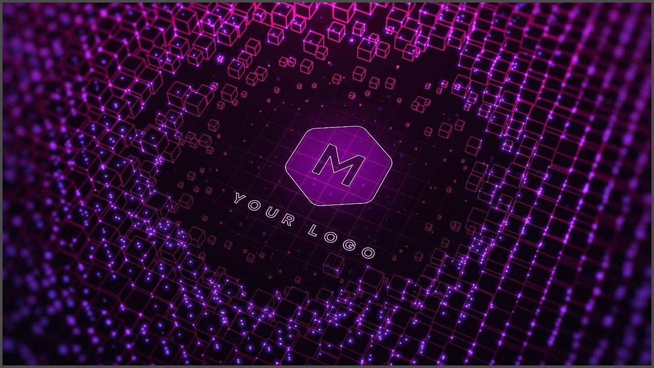PR模板|优雅简约霓虹杰立方体网格标志LOGO演绎产品
