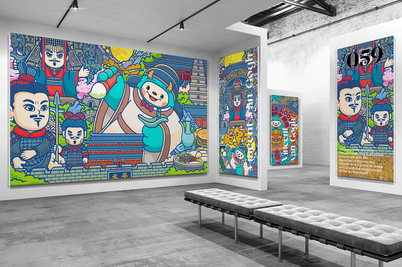 国潮来袭文旅插画《诗酒长安》《古都新韵》矢量插画