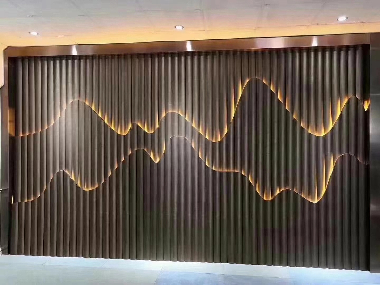 客厅大堂室内艺术不锈钢背景墙装饰