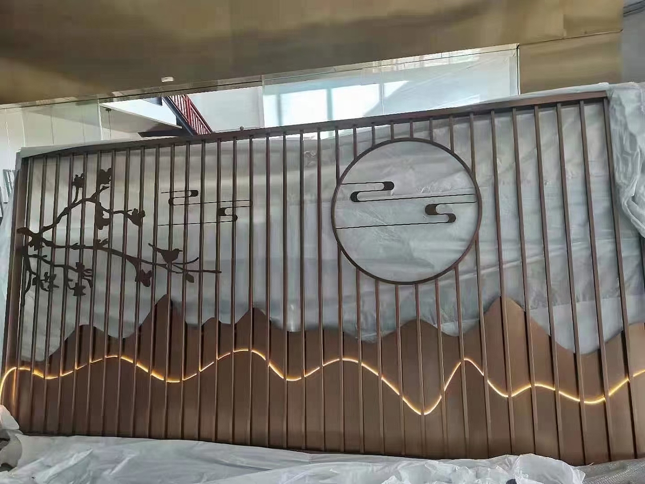 客厅大堂室内艺术不锈钢背景墙装饰