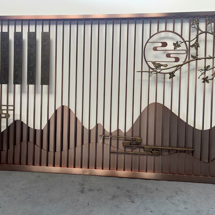 客厅大堂室内艺术不锈钢背景墙装饰