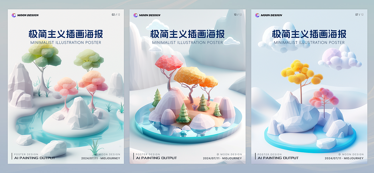 快速生成风格一致的极简主义插图海报（图ZMzczNTg4OTY0） - 艺术插画 - 站酷设计师Moon_Design_谷歌原创素材 - 站酷ZCOOL