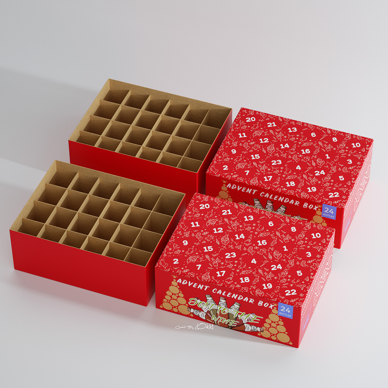圣誕派對(duì)酒盒-倒數(shù)日歷盒（圖ZMzczNjAxNjM2） - 包裝 - 站酷設(shè)計(jì)師Lokki1999原創(chuàng)素材 - 站酷ZCOOL