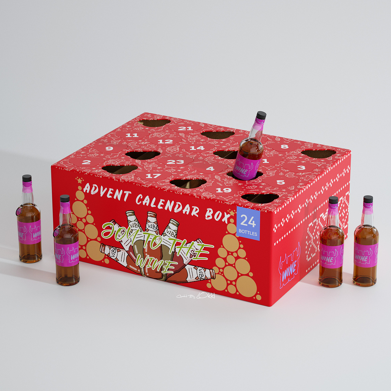 圣誕派對(duì)酒盒-倒數(shù)日歷盒（圖ZMzczNjAxNjE2） - 包裝 - 站酷設(shè)計(jì)師Lokki1999原創(chuàng)素材 - 站酷ZCOOL
