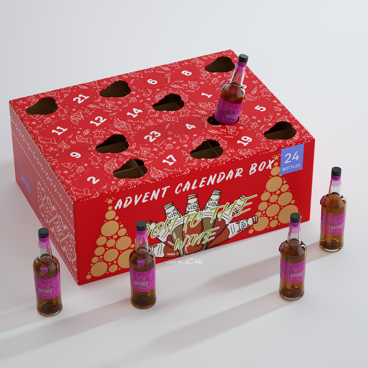 圣誕派對(duì)酒盒-倒數(shù)日歷盒（圖ZMzczNjAxNjIw） - 包裝 - 站酷設(shè)計(jì)師Lokki1999原創(chuàng)素材 - 站酷ZCOOL