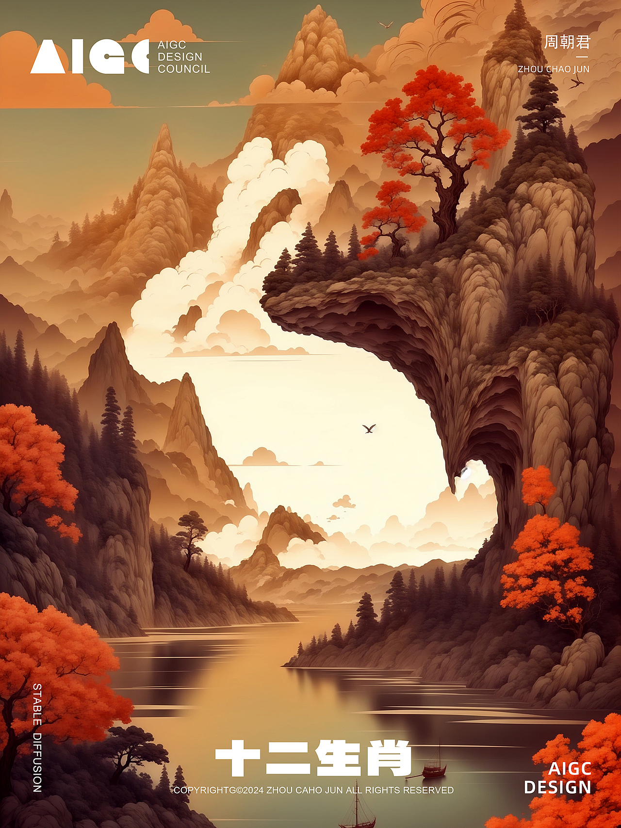 Stable Diffusion｜十二生肖山水风格（图ZMzczNjQ4MDc2） - 海报 - 站酷设计师周朝君原创素材 - 站酷ZCOOL