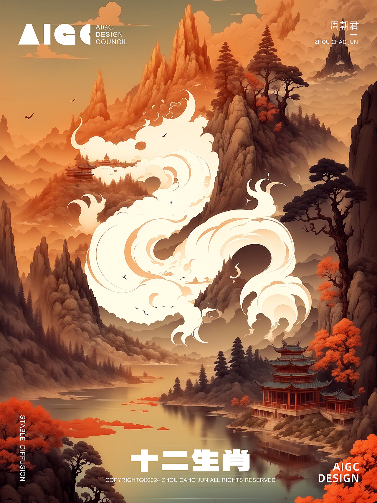 Stable Diffusion｜十二生肖山水风格（图ZMzczNjQ4MDgw） - 海报 - 站酷设计师周朝君原创素材 - 站酷ZCOOL