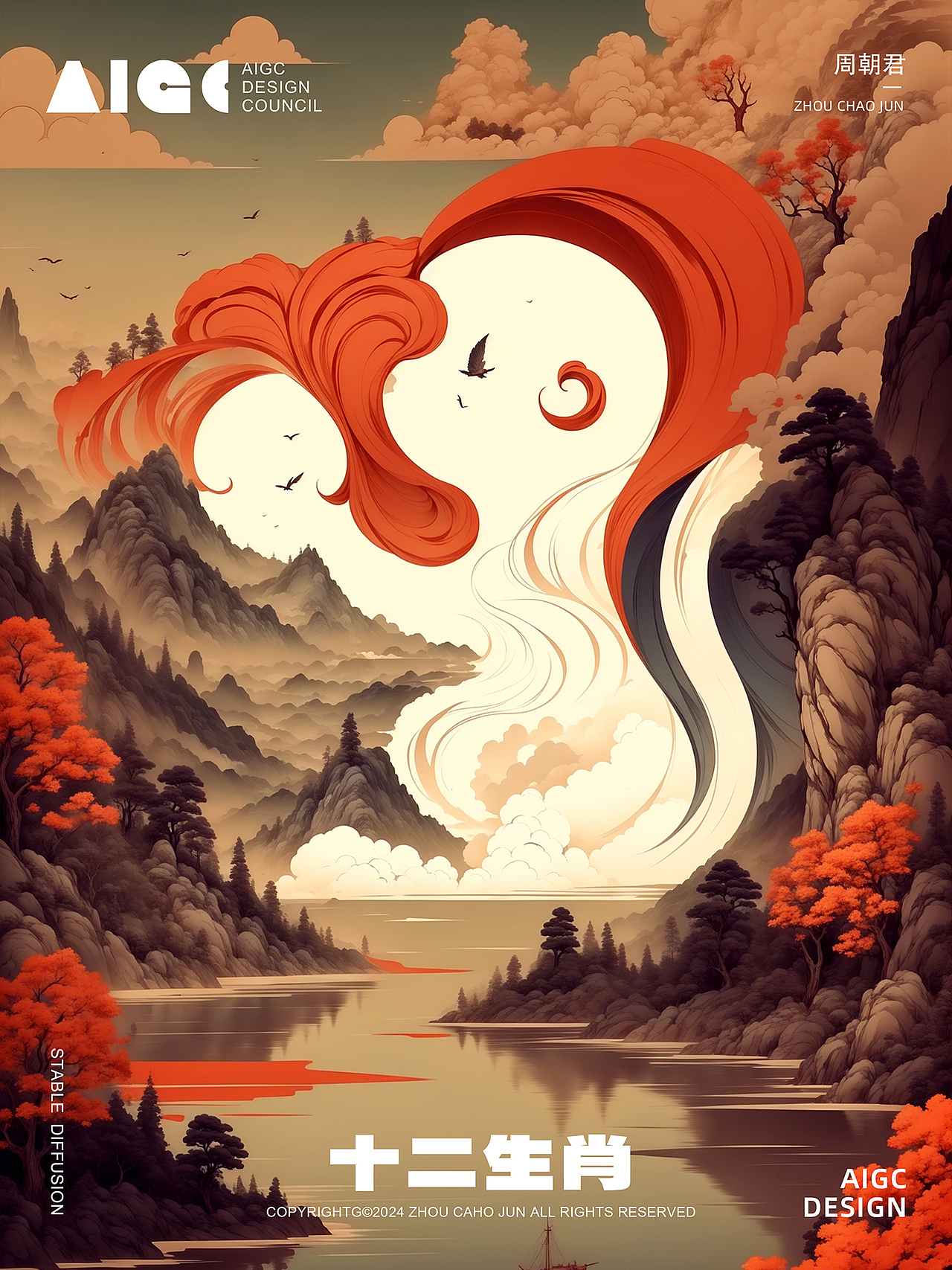 Stable Diffusion｜十二生肖山水风格（图ZMzczNjQ4MDky） - 海报 - 站酷设计师周朝君原创素材 - 站酷ZCOOL