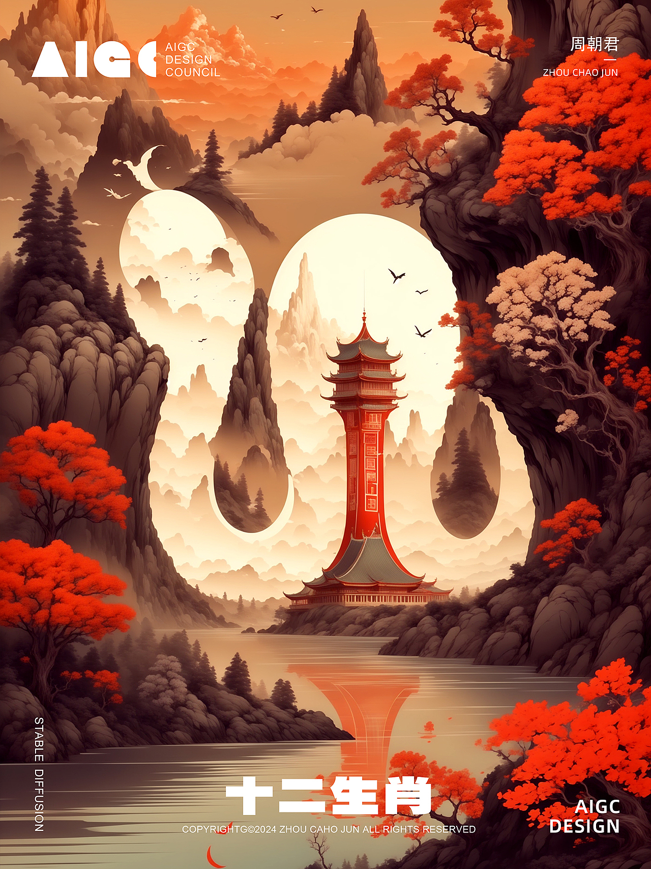 Stable Diffusion｜十二生肖山水风格（图ZMzczNjQ4MDk2） - 海报 - 站酷设计师周朝君原创素材 - 站酷ZCOOL