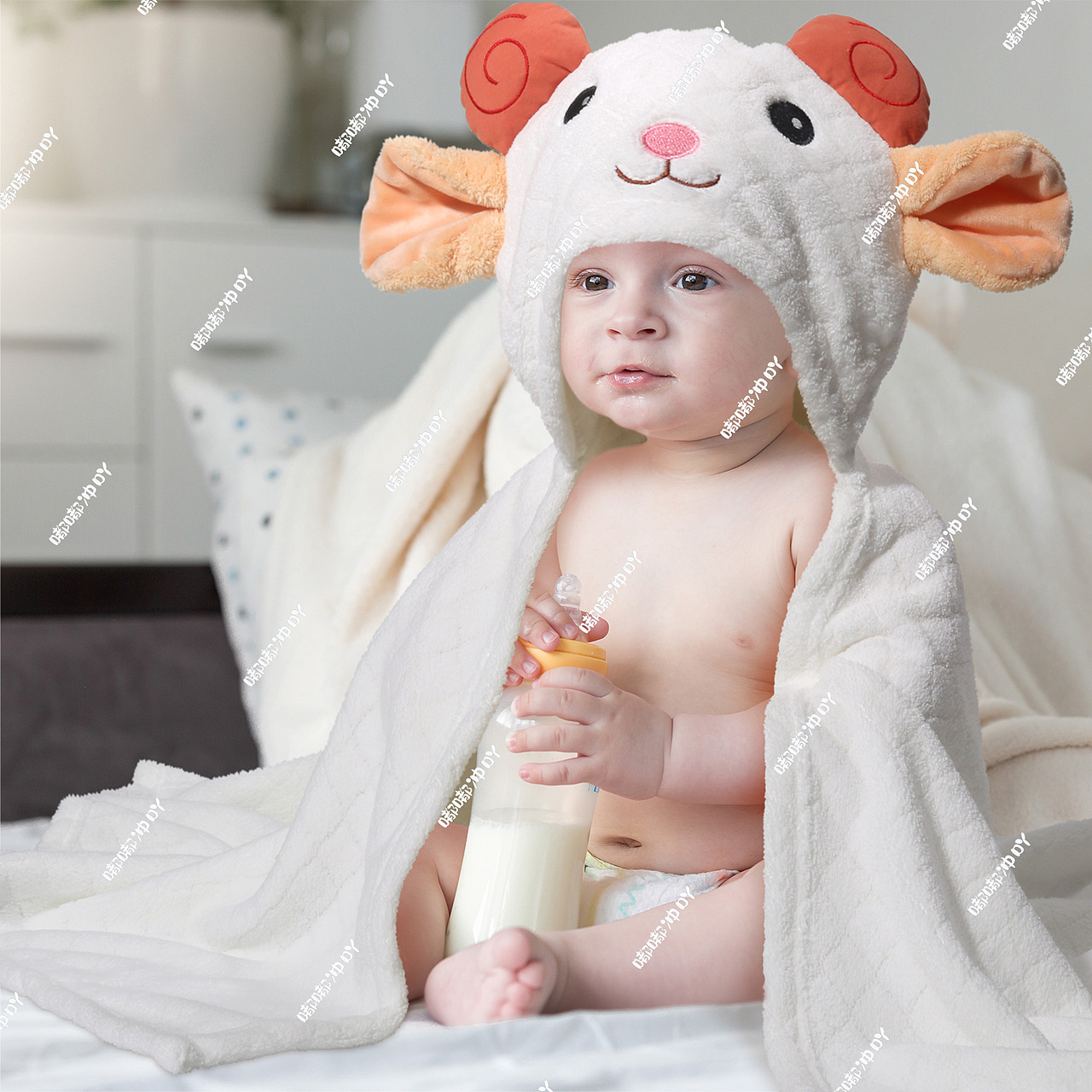 亚马逊电商产品-可爱动物连帽浴巾