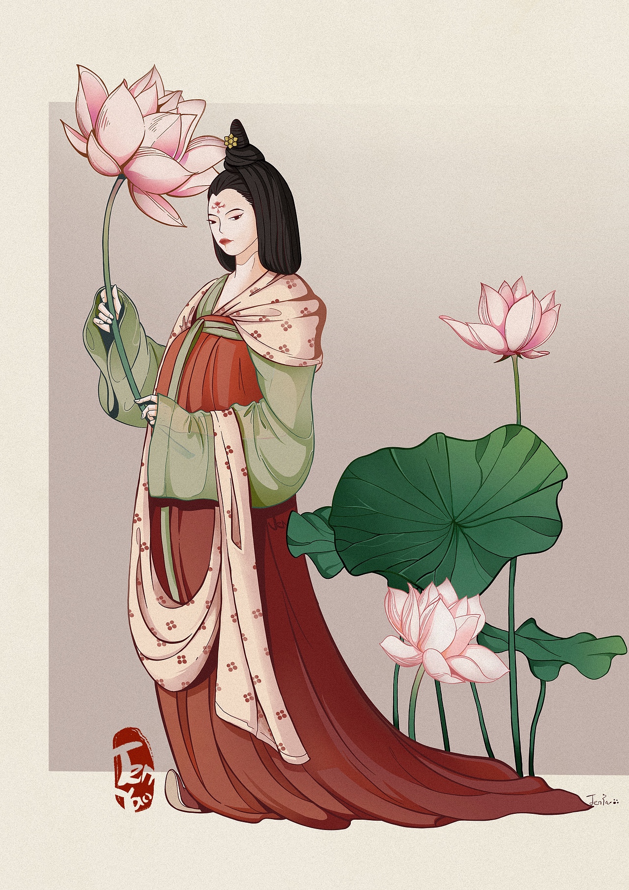 汉服系列——日常练习（图ZMzczNzA1MzQw） - 艺术插画 - 站酷设计师JenY_笑笑暗原创素材 - 站酷ZCOOL