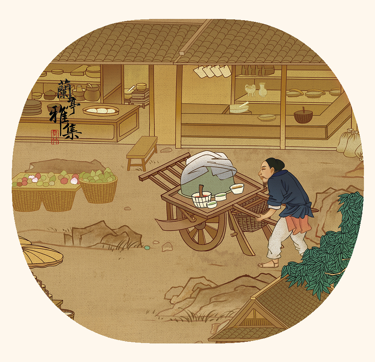 名畫(huà)記 |《蘭亭雅集》鉆進(jìn)古畫(huà)（圖ZMzczNzExODA0） - 商業(yè)插畫(huà) - 站酷設(shè)計(jì)師君竹ho原創(chuàng)素材 - 站酷ZCOOL