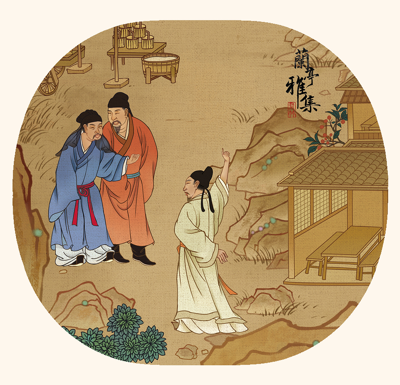 名畫(huà)記 |《蘭亭雅集》鉆進(jìn)古畫(huà)（圖ZMzczNzExODEy） - 商業(yè)插畫(huà) - 站酷設(shè)計(jì)師君竹ho原創(chuàng)素材 - 站酷ZCOOL