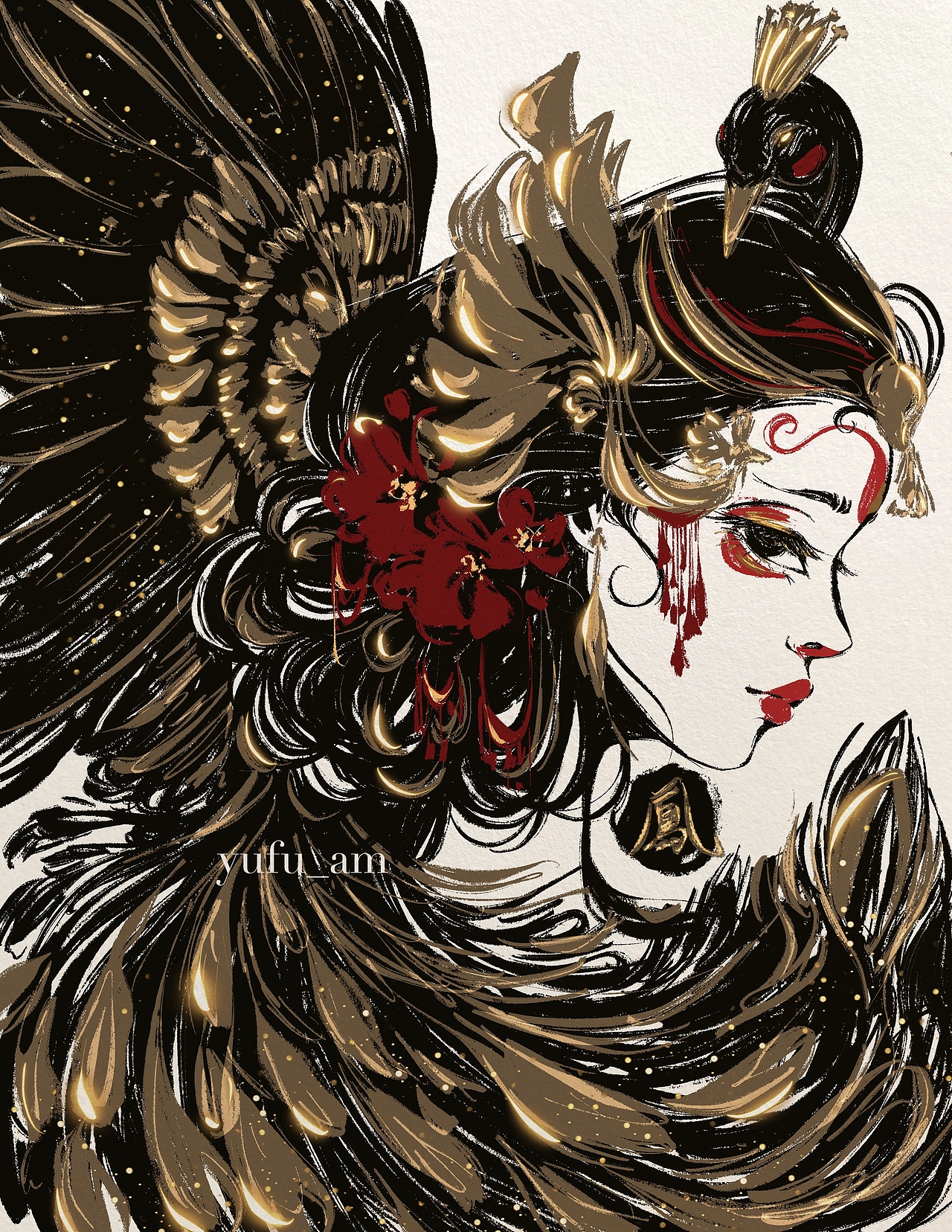 当欧美风格插画师遇到中国水墨元素（图ZMzczODAwNzky） - 商业插画 - 站酷设计师猫二yufu_am原创素材 - 站酷ZCOOL