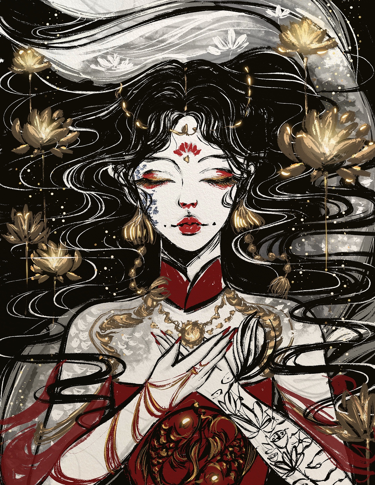 当欧美风格插画师遇到中国水墨元素（图ZMzczODAwODAw） - 商业插画 - 站酷设计师猫二yufu_am原创素材 - 站酷ZCOOL