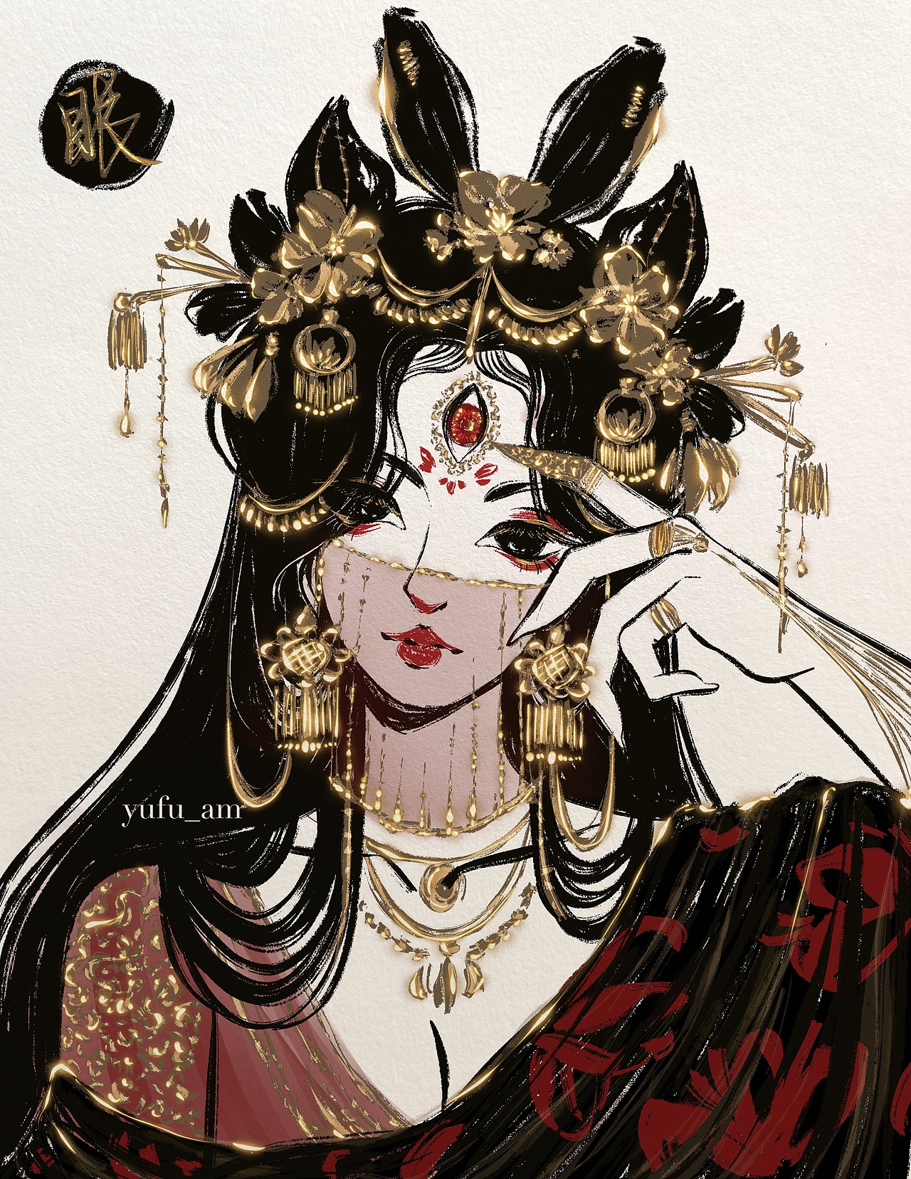 当欧美风格插画师遇到中国水墨元素（图ZMzczODAwNzQ4） - 商业插画 - 站酷设计师猫二yufu_am原创素材 - 站酷ZCOOL