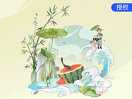 原创国风插画二十四节气之大暑