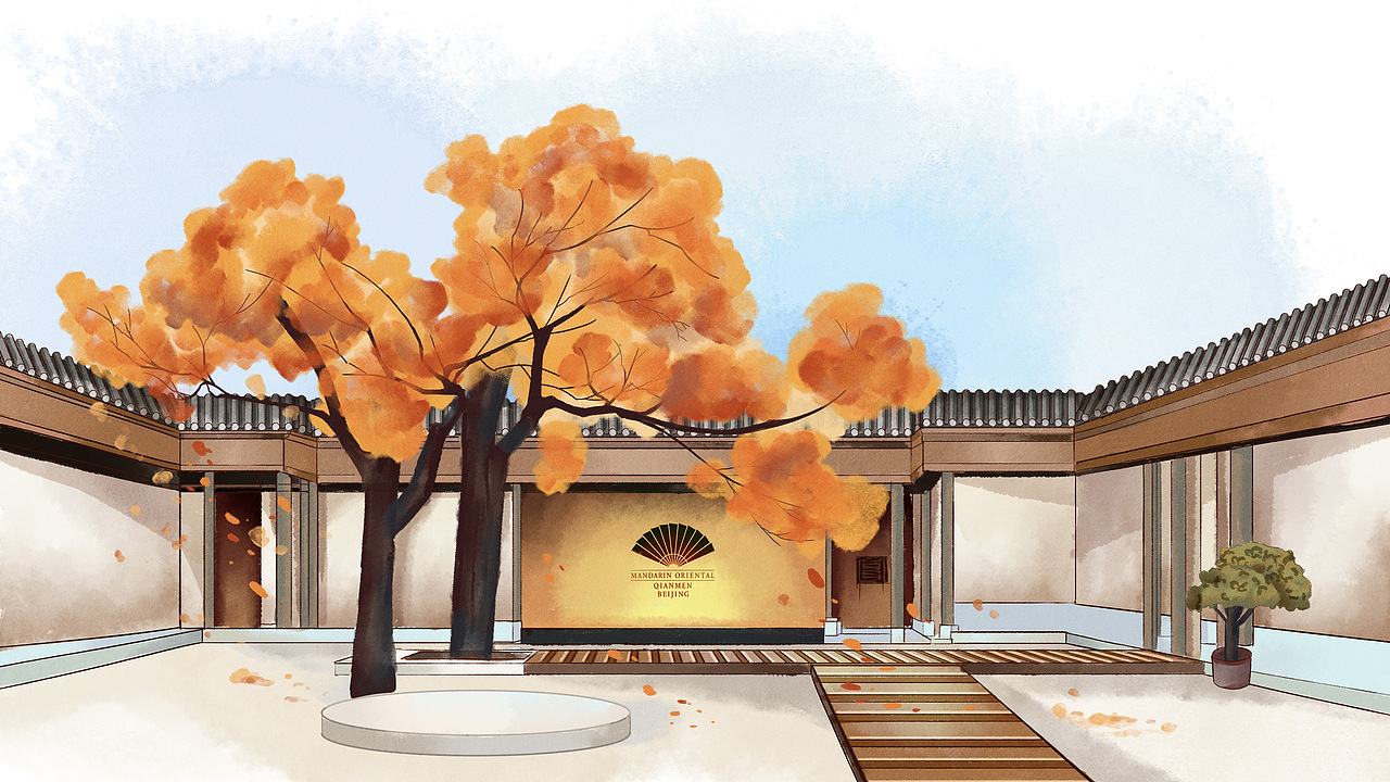 水彩建筑插画配图