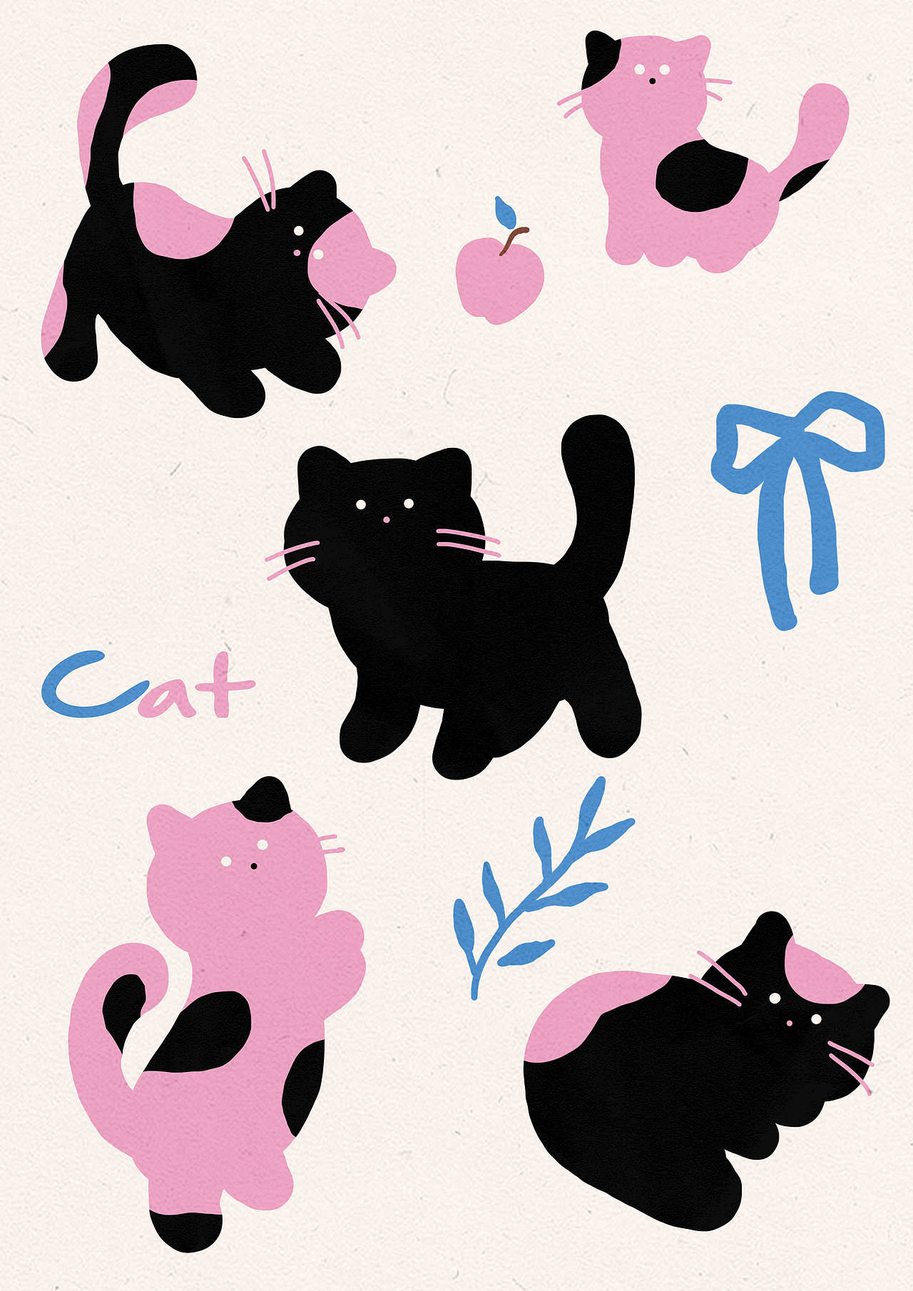 平面治愈插画-小猫系列