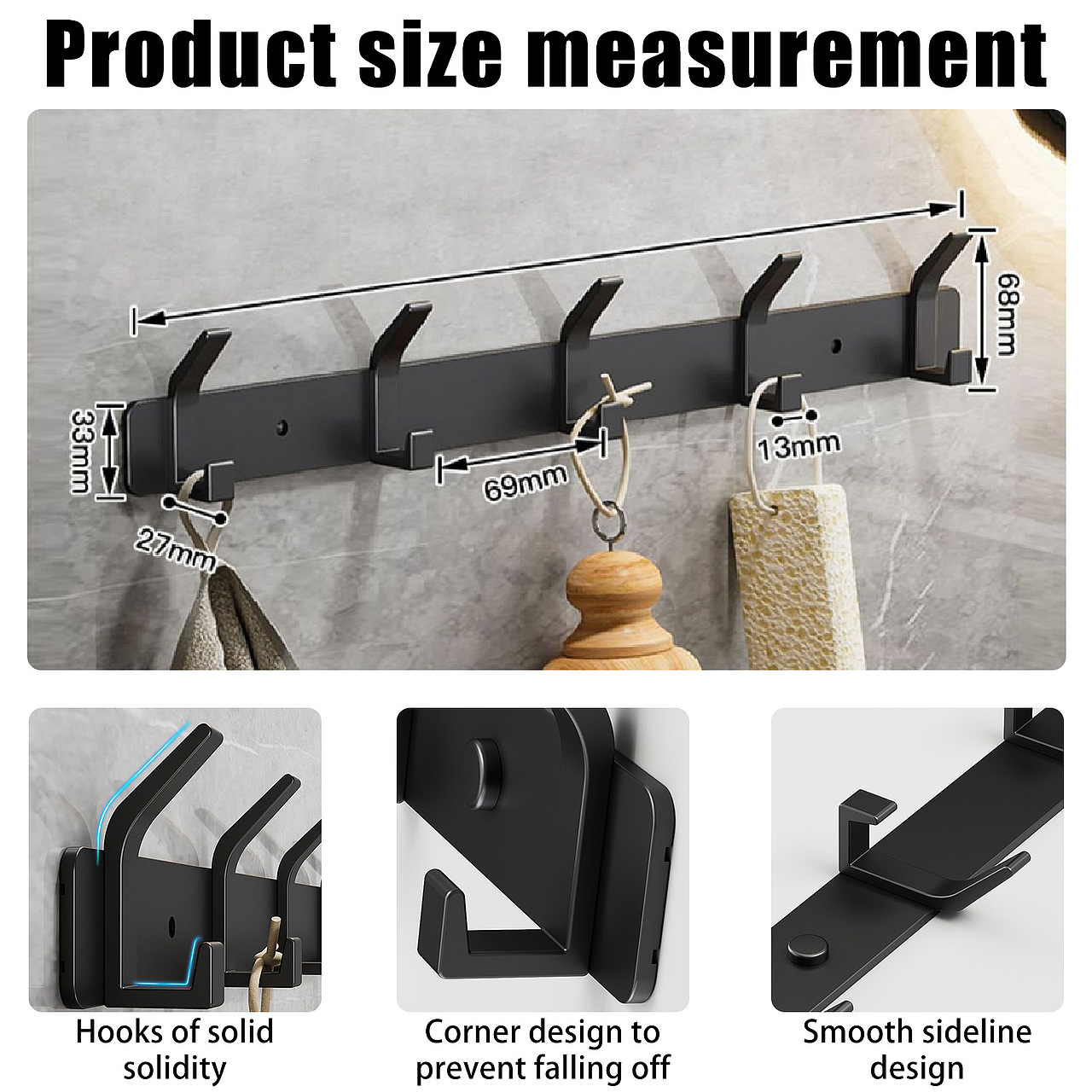 亚马逊主图-衣帽钩5钩