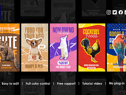 PR模板|竖屏宠物照片动态动画标题展示宠物商店宣传片