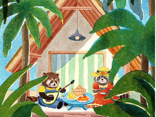 插画师“红茶不加红糖”,代表作《晴雨抚念》