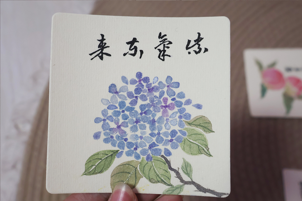 手绘柿子国画花草蔬果小品荷花插画樱桃橙插画